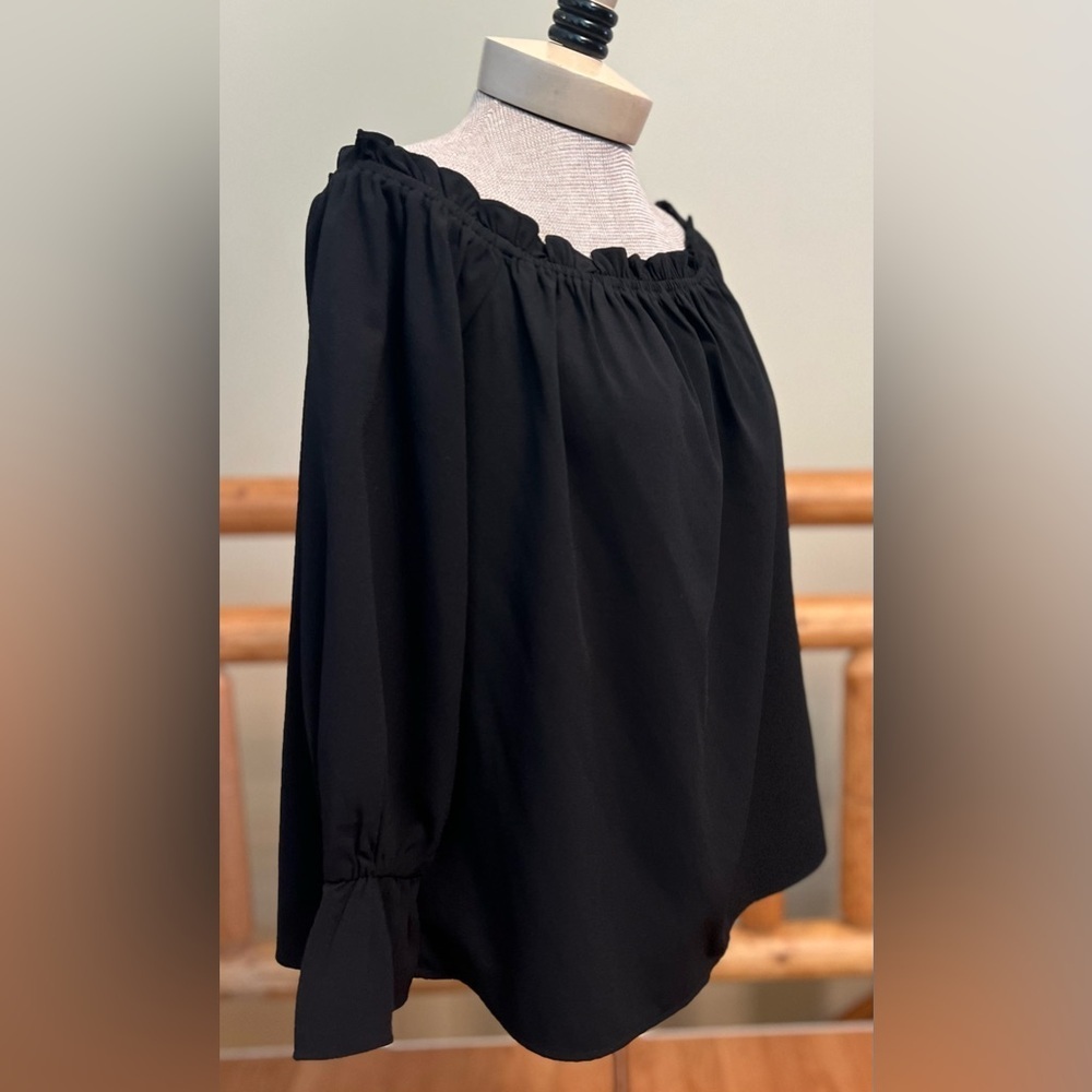🖤 Lulus All in Good Fun Black Off-the-Shoulder Top - Sz Medium - Picture 10 of 11